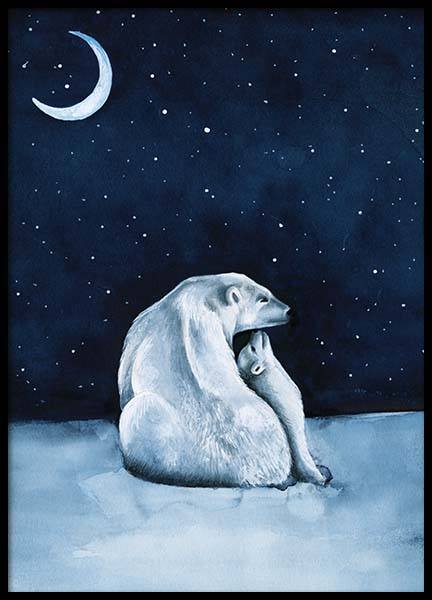 Polar Bear Night Sky Poster nel gruppo Poster / Quadri per bambini presso Desenio AB (10275)