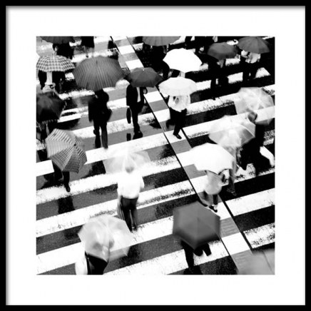 Umbrellas on Crosswalk Poster nel gruppo Poster / Bianco e nero  presso Desenio AB (11678)