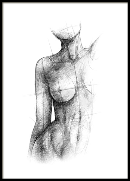 Incomplete Sketch Poster nel gruppo Poster / Bianco e nero  presso Desenio AB (12134)