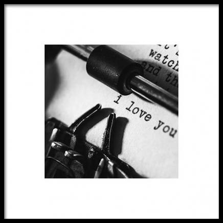 I Love You Typewriter Poster nel gruppo Poster / Bianco e nero  presso Desenio AB (3334)