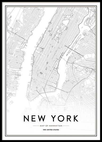 New York Map Poster nel gruppo Poster / Bianco e nero  presso Desenio AB (8128)