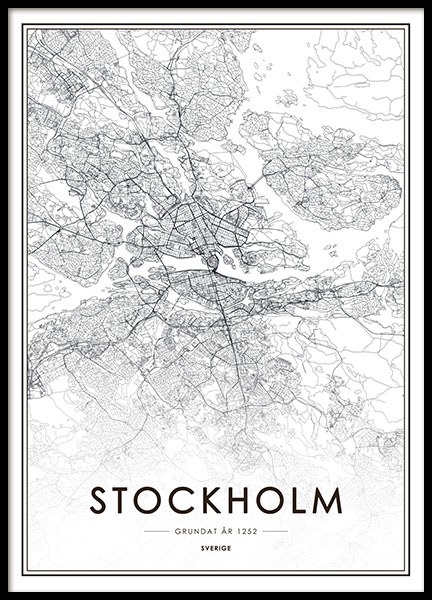 Stockholm Map Poster nel gruppo Poster / Bianco e nero  presso Desenio AB (8131)