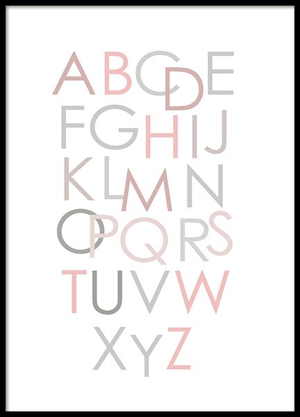 Alphabet Pink Eng Poster nel gruppo Poster / Quadri per bambini presso Desenio AB (8436)