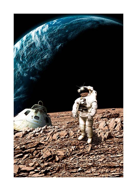Astronaut On Moon Poster / Quadri per bambini presso Desenio AB (10117)
