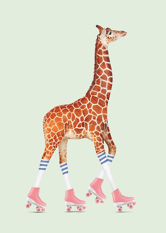 Rollerskating Giraffe Poster / Quadri per bambini presso Desenio AB (11023)