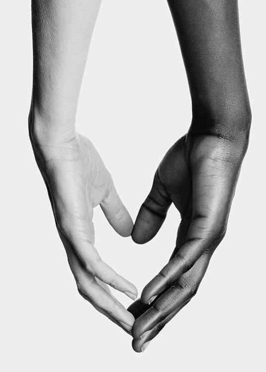–Poster in bianco e nero di mani che si toccano.