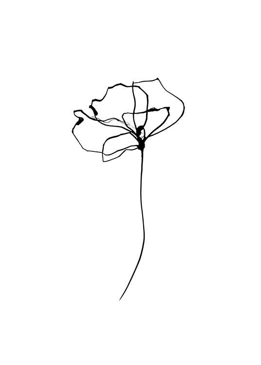Line Flower No4 Poster / Bianco e nero  presso Desenio AB (11768)