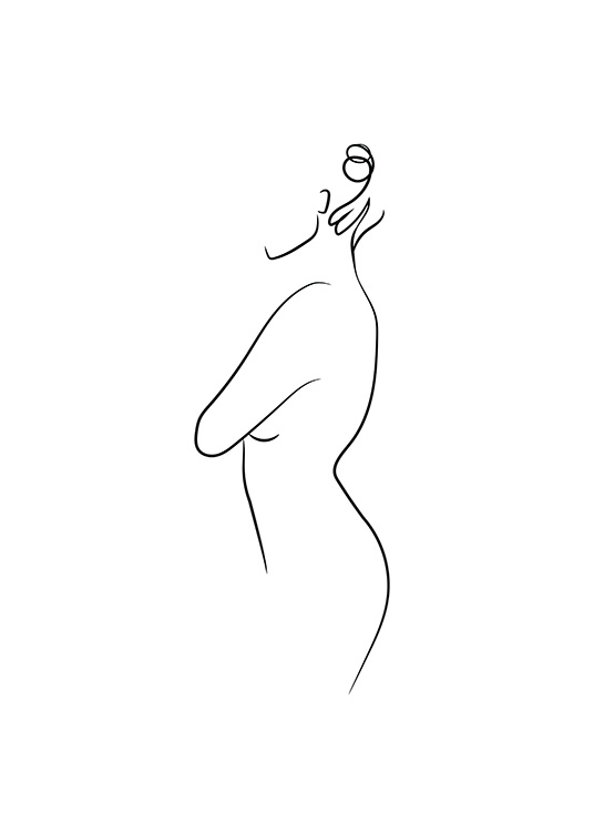 –Stampa line art di una donna su sfondo bianco.