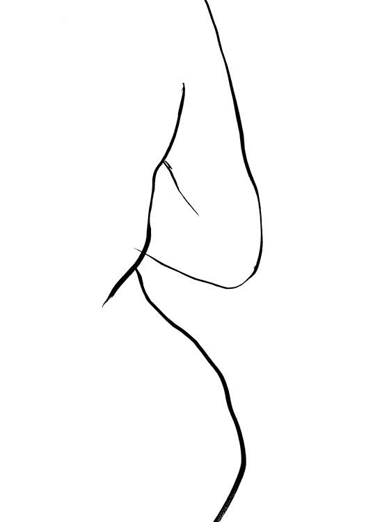 –Line art di una persona curvy su sfondo bianco.