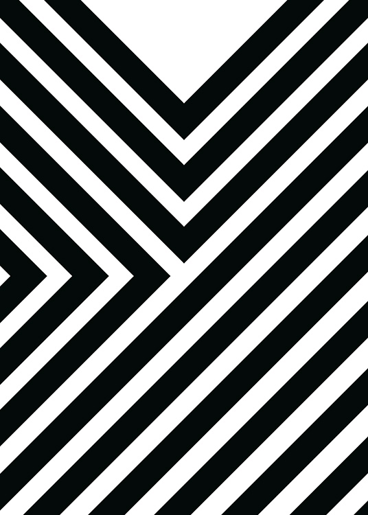 –Poster di strisce diagonali in bianco e nero.