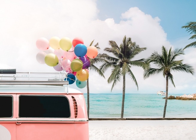 Surfers Van Pink Poster