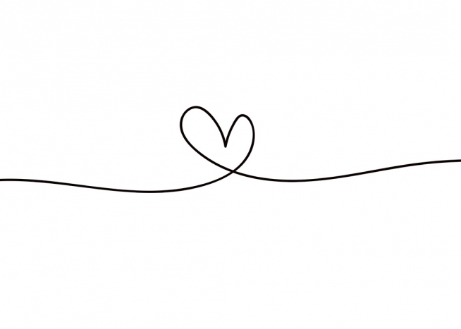  – Illustrazione in bianco e nero di un cuore con linee che si prolungano verso i lati