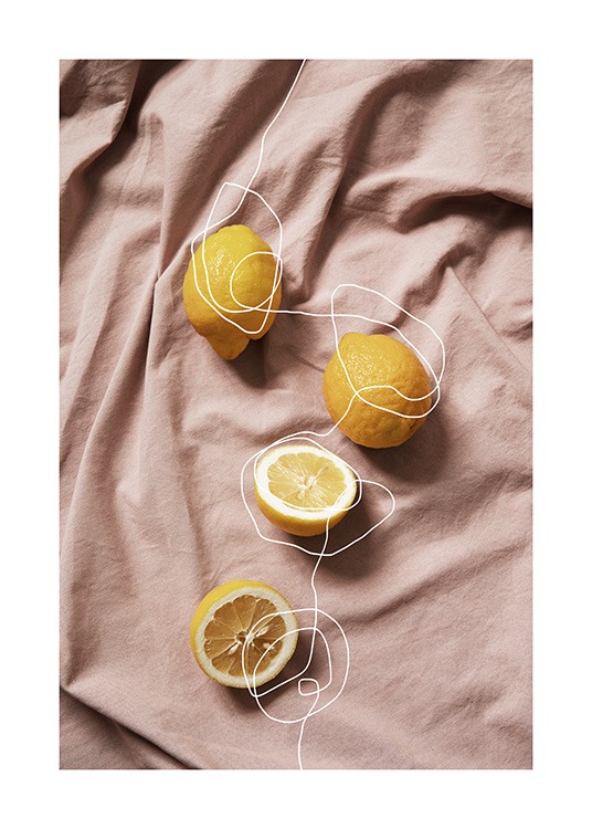 Lemons on Linen Poster / Poster per la cucina presso Desenio AB (12814)