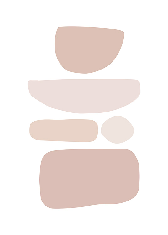 Illustrazione grafica astratta con forme diverse in tonalità rosa e beige