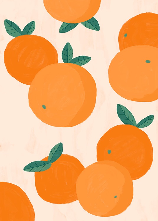 Illustrazione grafica di arance su sfondo chiaro