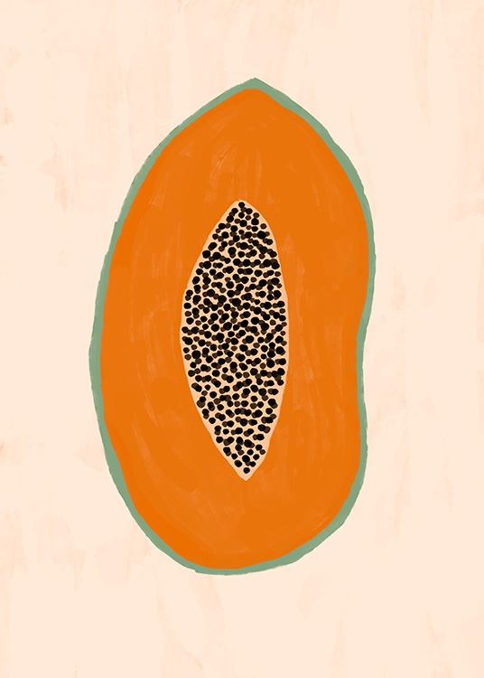 Papaya Illustration Poster