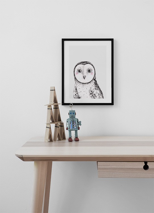 Tiny Owl Poster Illustrazione Di Cucciolo Di Gufo Desenio It