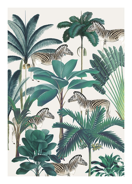 Royal Botanical Zebras Poster / Animali selvaggi presso Desenio AB (13734)