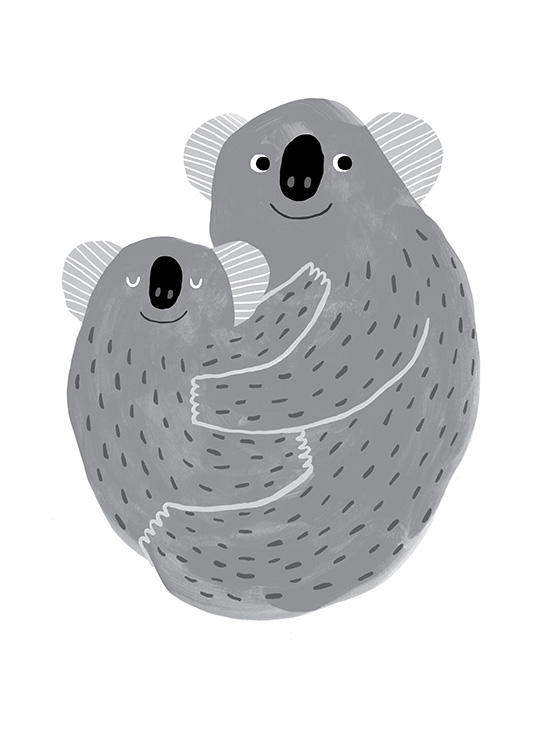 Koala Hug Poster / Animali dei fumetti presso Desenio AB (13943)