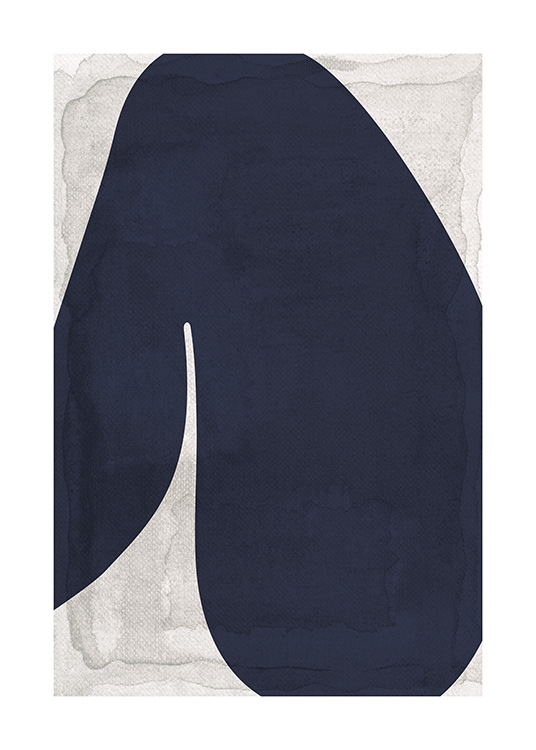  – Illustrazione grafica di una gamba piegata astratta blu su sfondo beige