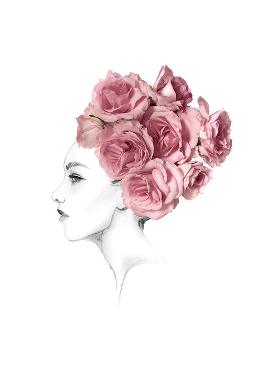 Rose Hairbun Poster Capelli Con Fiori Desenio It