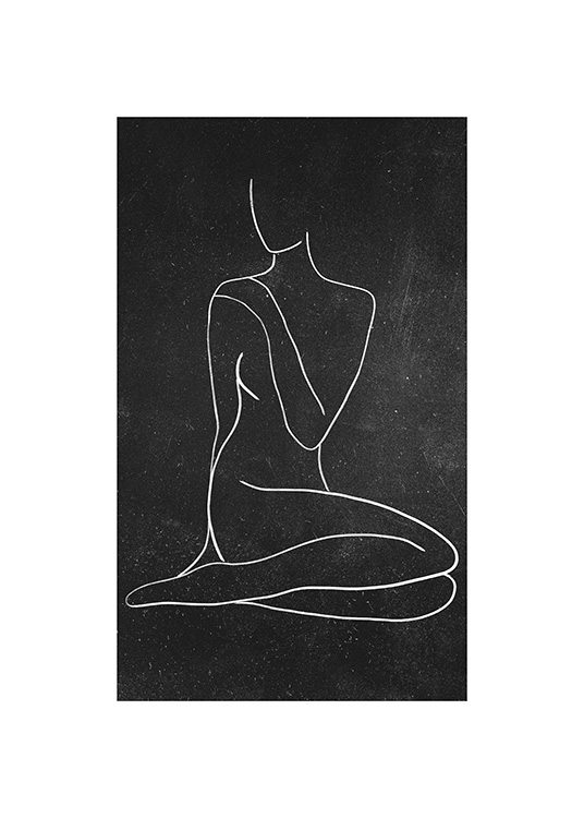  - Donna in stile line art disegnata su una lavagna come sfondo