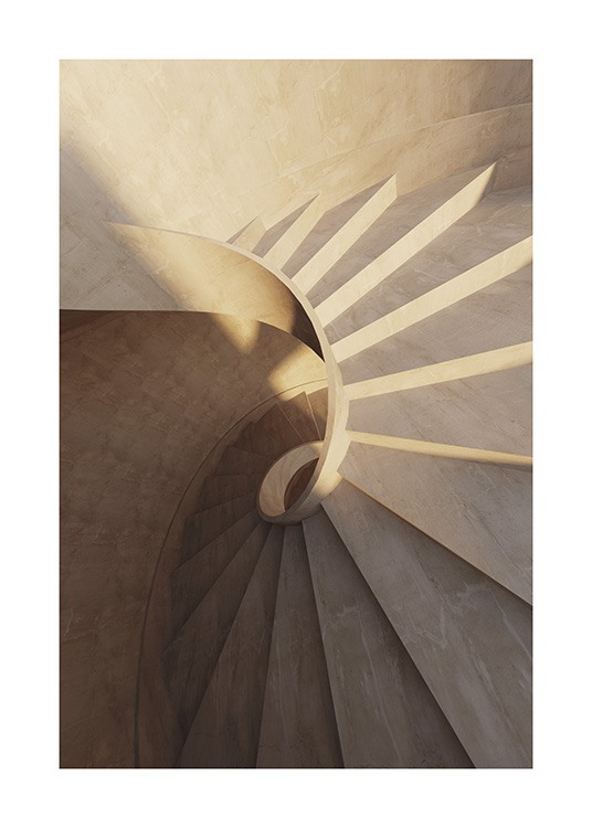  – Fotografia di una scala a chiocciola beige in marmo