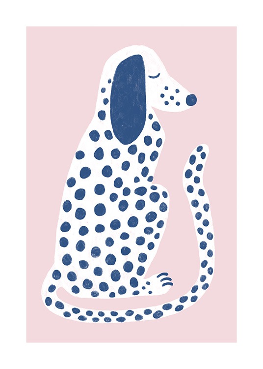 Pink and Blue Dalmatian Poster