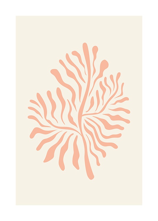  – Illustrazione grafica di un corallo rosa astratto su sfondo beige chiaro