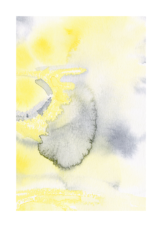  – Dipinto con un soggetto astratto giallo con dettagli grigio-blu