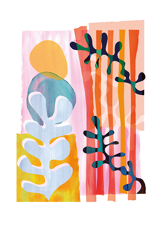  – Illustrazione astratta di alghe e coralli su sfondo colorato