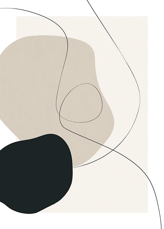  – Poster con forme e linee in beige e nero