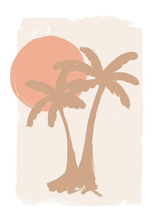  – Poster in stile dipinto con palme e il sole