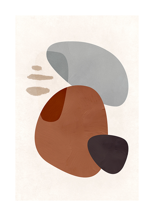 – Illustrazione grafica di forme astratte marroni e grigie su sfondo chiaro