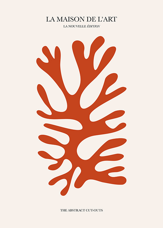 – Illustrazione grafica di un corallo astratto rosso su sfondo beige chiaro