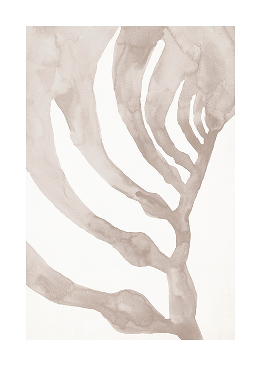 — Illustrazione ad acquarello di alghe beige su sfondo beige