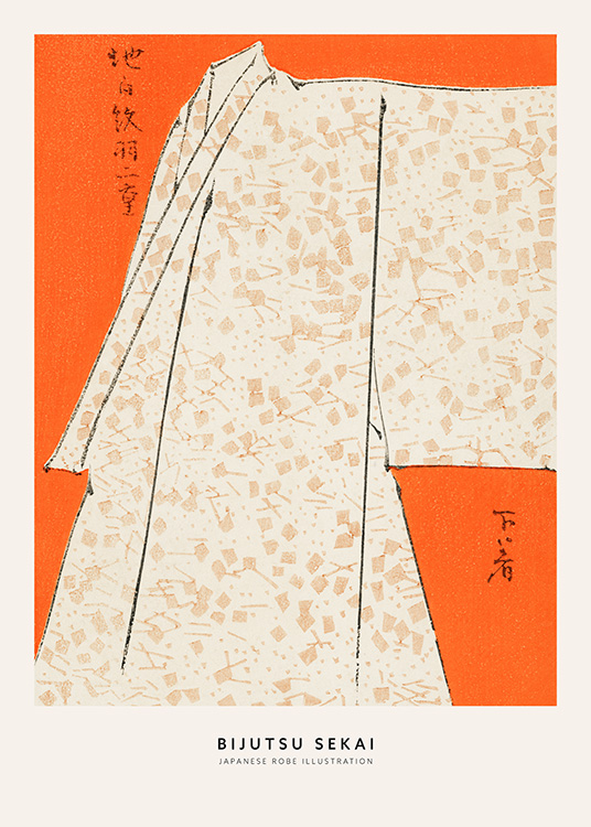 – Illustrazione di un chimono beige e arancione