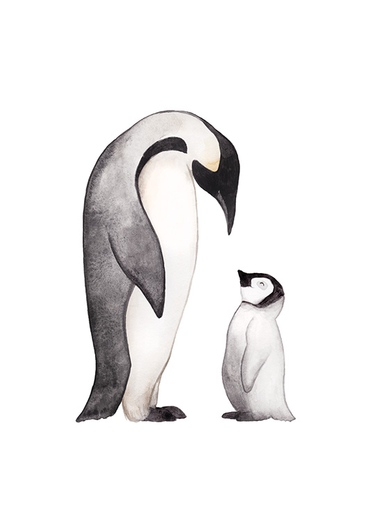 – Famiglia di pinguini ad acquarello