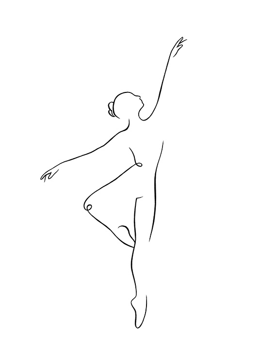– Stampa line art di una ballerina danzante