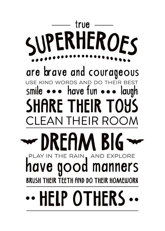 Rules Of A Superhero Poster / Poster bambini presso Desenio AB (2263)