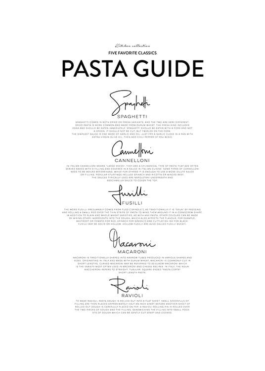 Five Pasta Classics Poster / Testi e citazioni presso Desenio AB (2655)