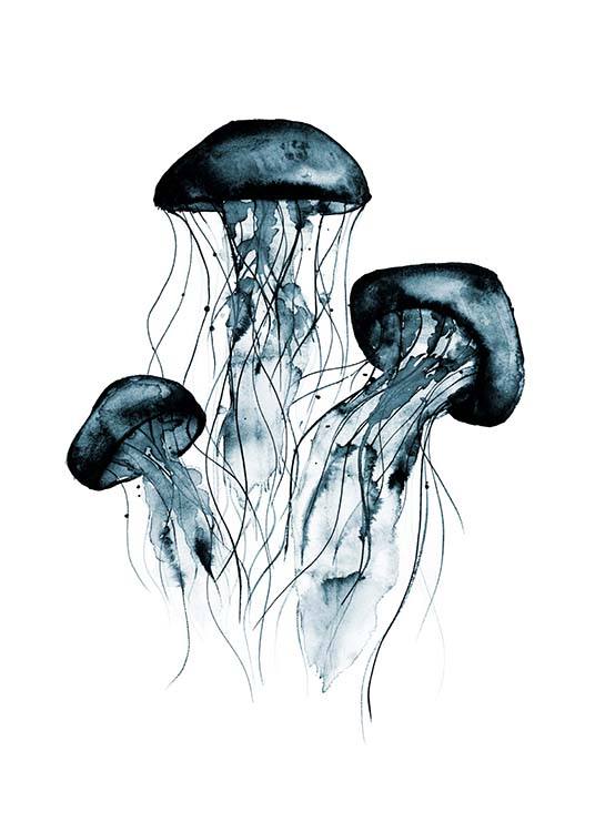 Jellyfish Watercolor Poster