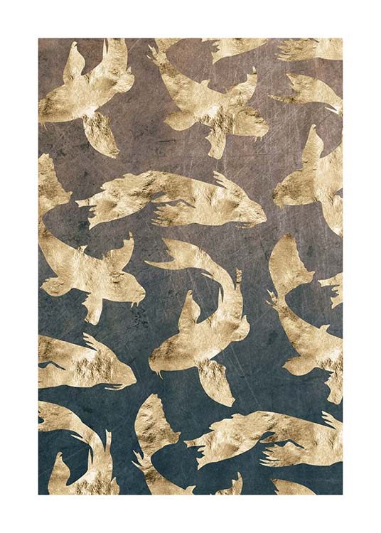 Golden Fishes Pattern Poster / Grafica presso Desenio AB (3183)
