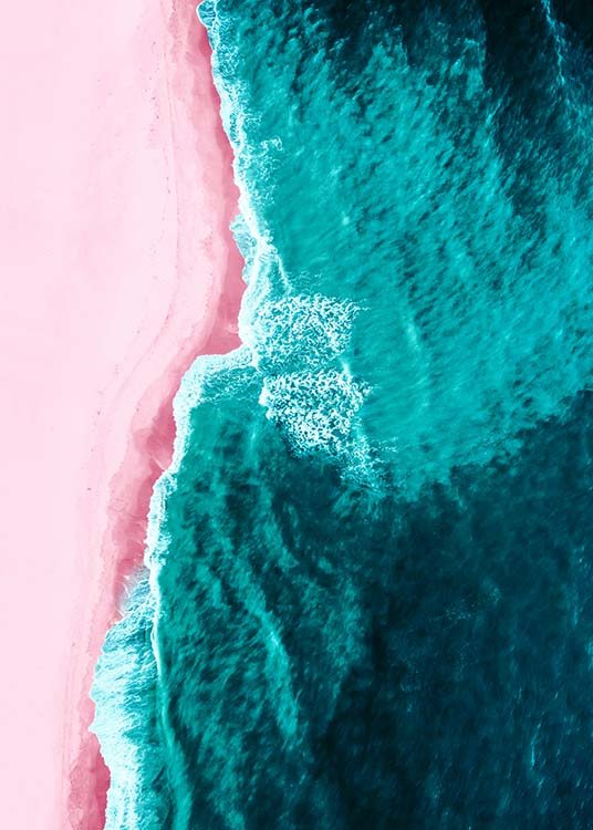 Pink Beach Above Poster