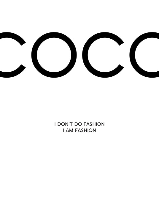  – Poster in bianco e nero con una citazione di Coco Chanel