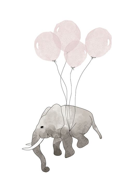 Elephant Pink Poster / Quadri per bambini presso Desenio AB (7780)