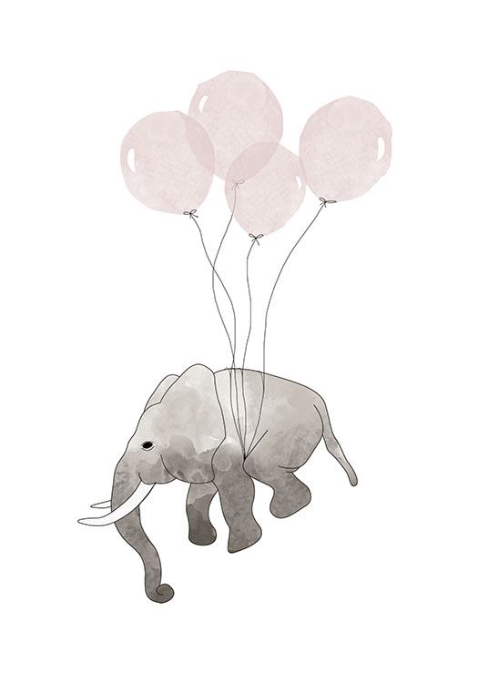 Elephant Pink Poster