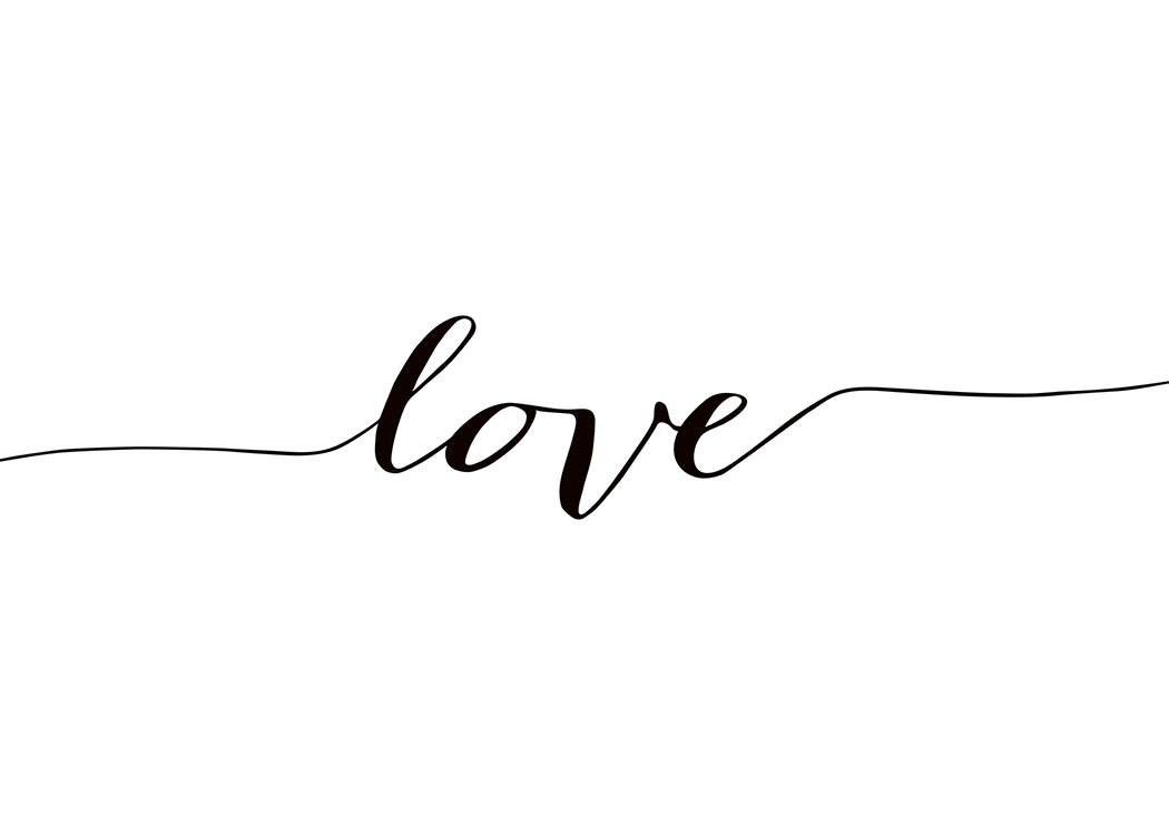 – Poster testo in bianco e nero con la parola Love