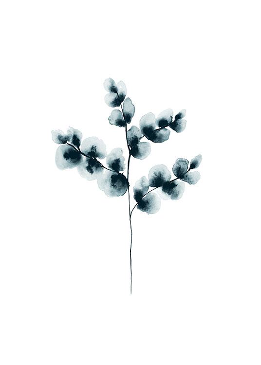 Cotton Plant Blue Poster