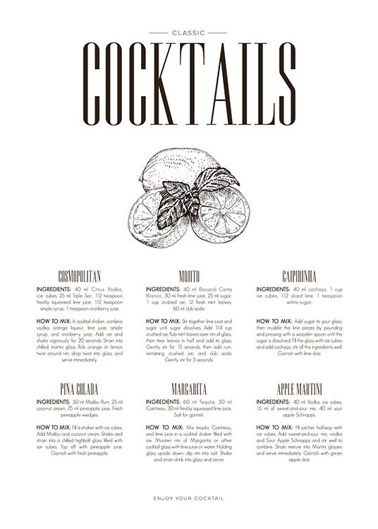 Cocktails Poster / Poster per la cucina presso Desenio AB (8227)